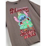 Sinsay Pamučna oversized majica s ukrasnim šljokicama Stitch | shoptok.hr