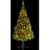  Umjetno osvijetljeno božićno drvce s kuglicama zeleno 210 cm | shoptok.hr