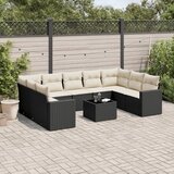 vidaXL 10-dijelni set vrtnih sofa s jastucima crni od poliratana | shoptok.hr
