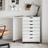  The Living Store Premična omarica z mizo MOSS bela trdna borovina - Premična Omarica, (21442037) | Shoptok.si