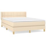  Krevet s oprugama i madracem krem 140 x 190 cm od tkanine | shoptok.hr