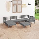 Maison Chic Seti vrtnega pohištva - Vrtna garnitura - Vrtni pohištvo set 7-delna trdna borovina siva, (21807549) | Shoptok.si