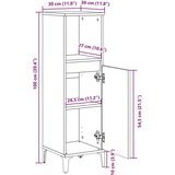 vidaXL Kopalniška omarica sonoma hrast 30x30x100 cm inženirski les | Shoptok.si