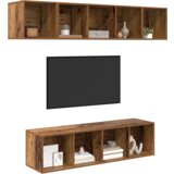 vidaXL Set TV komoda s pohranom 4 pcs Staro drvo 37 x 37 x 142.5 cm | shoptok.hr