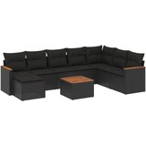 Maison Chic Seti vrtnega pohištva - Vrtna garnitura - Vrtni pohištvo set 9-delna z blazinami črn poli ratan, (21803879) | Shoptok.si