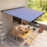 vidaXL motorizirana kasetna tenda 400x300 cm modra in bela | Shoptok.si