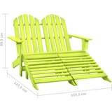  Vrtni dvosjed Adirondack od jelovine s otomanom zeleni | shoptok.hr