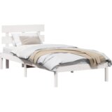  Krevet s okvirom s naslonom bijeli 80x200 cm od masivnog drva borovine | shoptok.hr