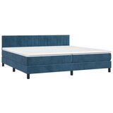  Box spring s madracem LED tamnoplavi 200x200 cm baršun | shoptok.hr