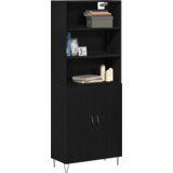 vidaXL Visoki kabinet Črn hrast 69.5x34x180 cm Umetni les | Shoptok.si