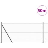 vidaXL šesterokotna ograja Siva 0.8x50 m Jeklo, Ograjni stebri s podnožnimi ploščami 13 kos Ø32mm 90cm Galvanizirano jeklo | Shoptok.si