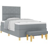  Krevet s boxspringom s madracem i klupom Svjetlosiva 120x190 cm Tkanina | shoptok.hr