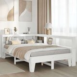  Krevet s regalom z knjige bez madraca bijeli 135x190cm borovina | shoptok.hr