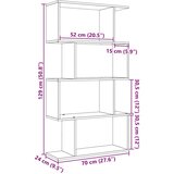 vidaXL Pregrada / regal za knjige 4 razine sivi 70x24x129 cm drveni | shoptok.hr