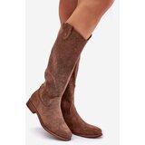 S. BARSKI Flat Heel Boots With Perforated Pattern Brown S.Barski | Shoptok.si