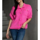 Gemre Women's fuchsia short-sleeve sweater with decorative buttons Shela | Shoptok.si
