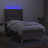  Krevet box spring s madracem LED smeđesivi 80 x 200 cm tkanina | shoptok.hr