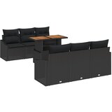 vidaXL set vrtnoske jedilnice z blazinami črna poli ratan akacija | Shoptok.si