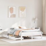 vidaXL Posteljni okvir s predali bel 140x190 cm trdna borovina Cene