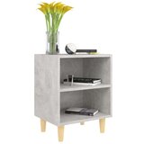  Nočna omarica z lesenimi nogami betonsko siva 40x30x50 cm, (20732381) | Shoptok.si