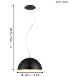 Eglo Gaetano 1 visilica/1, e27, prom 380, crna/zlatna | shoptok.hr
