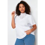 Trendyol Curve White Embroidered Stand Collar Basic Mold Cotton Knitted Blouse | shoptok.hr