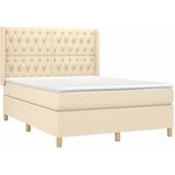  Krevet s oprugama i madracem krem 140x200 cm od tkanine | shoptok.hr