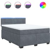 vidaXL Box spring postelja z vzmetnico temno siva 140x200 cm žamet | Shoptok.si