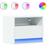 vidaXL Stenska nočna omarica z LED lučkami 2 kosa bela | Shoptok.si