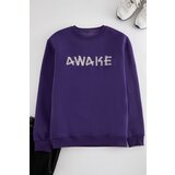 Trendyol Purple Oversize/Wide Cut Fleece Embroidered Sweatshirt Cene