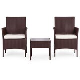 Multi Garden vrtni set namještaja – 2 fotelje i stol sa kaljenim staklom, smeđi | shoptok.hr