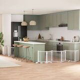 vidaXL Ograda za pse z vrati zložljiva 15 panelov bela 750 cm les | Shoptok.si