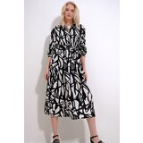 Trend Alaçatı Stili Women's Black-Cream Polka Dot Patterned Woven Viscose Shirt Dress | shoptok.hr
