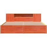 vidaXL Posteljni okvir brez vzmetnice vošč. rjav 200x200 cm borovina | Shoptok.si