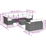  10-dijelni set vrtnih sofa s jastucima crni od poliratana | shoptok.hr