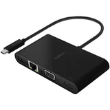 USB-C Multimedia+Charge Adapter (GBE - HDMI - VGA - USB-A)Black (100W PD)Black(AVC004BTBK)