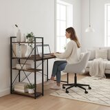 ModernHome uredski stol 120 × 60 cm s policom i 3 police – crno smeđi | shoptok.hr