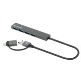 Manhattan USB-C/USB-A HUB 4port 181006 4xUSB-A 3.2/5Gbps/Crni | Eponuda.com