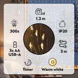 Brilagi LED božićna zavesa 300xLED/8 funkcija/3xAA/USB 1,2m topla bela | Eponuda.com