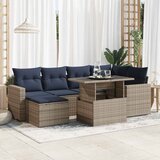  7-dijelni set vrtnih sofa poliratan i bagrem s jastucima sivi | shoptok.hr