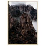  Slika - Heart of Mountain Landscape (1-part) - Clouds Amid Rocks 60x90 U prirodnom drvenom okviru | shoptok.hr