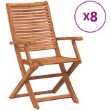 vidaXL Sklopive vrtne stolice 8 kom 57x66x95 cm od drva bagrema | shoptok.hr