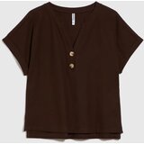 Marisse Brown Blouse With Buttons On The Neckline | ePonuda.com