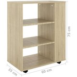 vidaXL Ormarić s kotačima boja hrasta sonome 60x35x75 cm od iverice | shoptok.hr