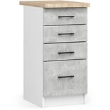 AKORD Oliwia Kuhinjska Spodnja Omarica, 4 Predali In Delovni Pult, Bela/Beton, (5000333243) | Shoptok.si