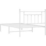  Metalni okvir za krevet s uzglavljem bijeli 107x203 cm | shoptok.hr