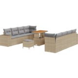 vidaXL Set vrtne sofe od 11 dijelova s jastučićima bež poli ratan acacia | shoptok.hr