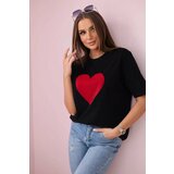 Kesi Cotton blouse with black heart print Cene