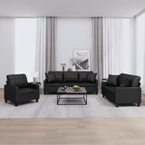vidaXL 3-dijelni set sofa s jastucima crna od umjetne kože Cijene