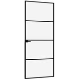 Sobna vrata crna 76 x 201,5 cm kaljeno staklo i aluminij tanka | shoptok.hr